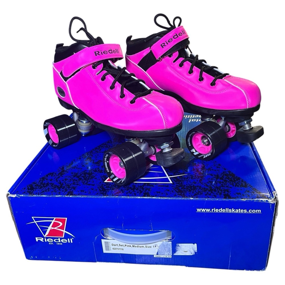 Riedell Dart Quad Roller Derby‎ Skates Pink  Wheels Black Size 11